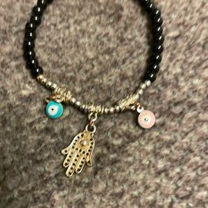 Hamsa hand,eye charm beaded bracelet